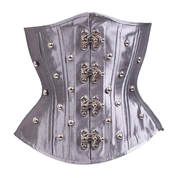 Silver Studded with Clasps Underbust Corset | 100% Brand New