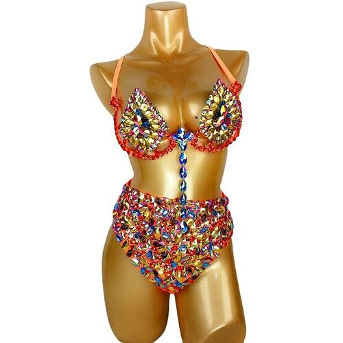 Heart Wire Bra with Rhinestone for Carnival Women Samba Top Sexy