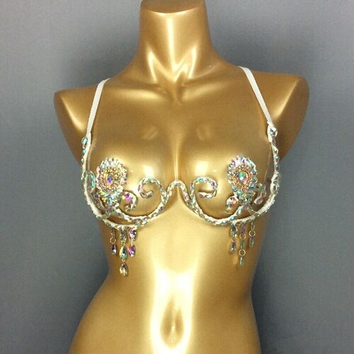 Heart Wire Bra with Rhinestone for Carnival Women Samba Top Sexy Luxury  Performance Stage Outfit Show Fancy Underwear New 2024